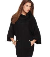 Get in style with this sophisticated sweater from Calvin Klein. A cowl neckline and wide sleeves create a unique look on this seasonal staple.