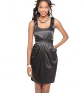 Rhinestones add major glam to this BCX satin dress -- perfect for a party night!