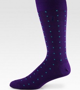 Charming polka-dot pattern is knitted from a generous cotton-blend for endless comfort.Mid-calf height57% cotton/37% nylon/3% rubber/2% spandex/1% other fibersMachine washImported