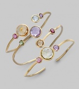 From the Jaipur Collection. Brilliant faceted stones along a delicately textured 18K gold bangle.Amethyst, pink tourmaline, citrine & green tourmaline 18K gold Circumference, about 7 Made in Italy Please note: Bracelets sold separately. 