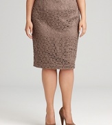 This office-worthy Jones New York Collection pencil skirt gets a trend-right makeover in delicate lace.