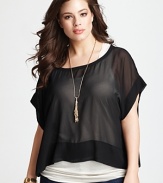 DKNYC Plus Size Double Layer Contrast Top