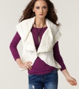 Layer on trendy texture with this crochet & cable knit Andrew Charles vest for an artsy-boho look!