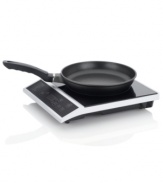 Get your kitchen going. The compact and portable size of this on-the-go induction cooktop lets you cook up masterpieces wherever an outlet is available. Ideal for dorms, boats and recreational events, this versatile burner has ten power settings ranging from 140º to 430ºF with a built-in countdown digital timer. 1-year warranty. Model 670040890.