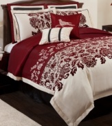 Flower bed. Crafted of luxurious faux-silk with floral flocking and embroidery details, this Estate Garden comforter set offers an opulent presentation for your space.