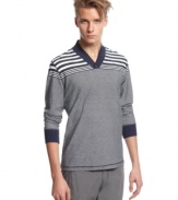 Stay in style with stripes on this hip v-neck from Bar III.