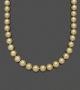 Whisk yourself away to a tropical paradise. Belle de Mer's cultured golden south sea pearls (10-12 mm) set in matching 14k gold add an exotic touch to any ensemble. Approximate length: 18 inches.