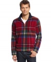 Preppy tartan gets a sporty update with this Nautica quarter-zip fleece. (Clearance)