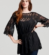 Lush Victorian lace gets a modern makeover with this For Love and Liberty silk tunic. The ladylike scalloped hem romances everything from leggings to skinny jeans.