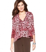 Show your wild side in this head-turning cardigan from Ellen Tracy, featuring of-the-moment animal print. Make twice the statement when you pair it with the matching cami!