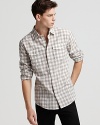 John Varvatos Star USA Point Collar Plaid Sport Shirt