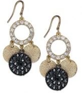 Circles sparkle in this pair of drop earrings from Alfani. Crafted from gold- and hematite-tone mixed metal, the earrings evoke elegance with lustrous glass crystal accents. Approximate drop: 2-1/4 inches.