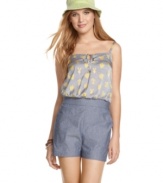 Add fun to your nautical wear with this romper from Tommy Girl that fuses denim bottoms with a sailor-sweet top!