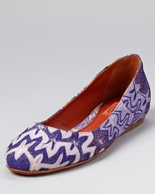 Crafted using the brand's signature fabric, these patterned flats offer vibrant style from iconic label Missoni.