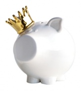 A penny-pinching queen, this irresistible Oinks! piggy bank from Salt&Pepper reigns over your finances wearing a lustrous gold crown and shiny white glaze. A great gift for anyone on a budget, from a brand synonymous with fresh, contemporary home design.