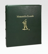 The ideal gift or keepsake for the amateur golfer, designed in fine leather with transparent, archival-quality pages to hold memorable scorecards, course photos and mementos from a day on the greens. 18 pages holds 36 scorecards Leather 5½W X 6¼H Made in USA 