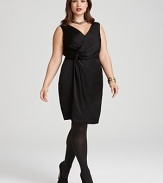 Finished with a flattering knot at the side, this essential DKNYC sleeveless dress defines desk to dinner chic. Complete the look with opaque tights and soaring pumps.