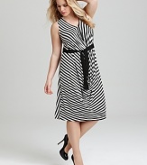 DKNYC Plus Size Draped Front Striped Midi Dress