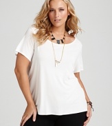 This timeless Eileen Fisher tee gets a luxurious lift in flowing silk--an elegant canvas for shimmery accessories.