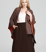 This Lafayette 148 New York look blends ease of an open cardigan with the sensibility of the trend-right cape. Luxe leather trim and a pop of color lend must-have credibility.