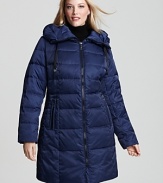 Weather winter in cozy style with this quilted puffer coat from Portrait. An oversized pillow collar adds a plush finish.