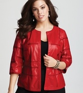 Lafayette 148 New York Plus Size Leather Grid Jacket