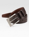 EXCLUSIVELY OURS. An essential piece for any man's wardrobe in soft, deertan glove leather with a nickel-plated buckle. Nickel-plated buckle About 1¼ wide Made in USA 