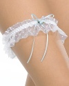 A pretty blue garter with swiss dot tulle and ribbon trim.