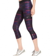 Make a stylish statement in Nike's high-performance active leggings, featuring a brushstroke-inspired print and cycling seams for comfort. They'll keep you cool and dry too, thanks to the Dri-FIT moisture-wicking fabric!