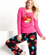 Snuggle up with Angry Birds. The comfy plaid fleece of these pajamas by Briefly Stated will have you and your new friends ready for the holidays!