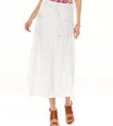 Go for a relaxed, boho look with this Calvin Klein tiered maxi skirt -- an easy weekend must-have!