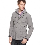 Look the part of rugged outdoorsman without getting your hands dirty with this downtown-ready anorak jacket from Kenneth Cole Reaction.