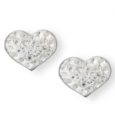 Say it with sparkle. Unwritten's heart-shaped stud earrings in crystal and sterling silver make the perfect gift for a loved one. Approximate diameter: 1/3 inch.