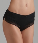 Soft boyshorts with ribbon lace trim along legs.