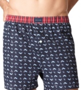 What a fine kettle of fish this is: Woven boxer shorts from Tommy Hilfiger in all-over fish novelty print.