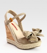 Suede upper with an espadrille slingback, cork wedge and bow detail. Cork and hemp wedge, 4 (100mm)Hemp platform, 1 (25mm)Compares to a 3 heel (75mm)Suede upperLeather liningRubber solePadded insoleImportedOUR FIT MODEL RECOMMENDS ordering true size. 