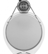 Make in-shower grooming that much easier with this StrongHold™ Fogless Mirror from OXO, featuring a fog-resistant coating for a clear view and a PVC-free StrongHold™ Suction Cup that adheres to any tile, glass or other non-porous surface. Also includes a built-in holder for razor storage.