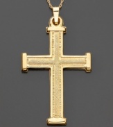 Simple and elegant, this beautiful cross pendant is set in 14k gold. Approximate length: 2 inches. Chain not included.