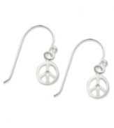 Make a symbolic statement with this pretty style. Unwritten's petite peace sign earrings are crafted in cut-out sterling silver on french wire. Approximate drop: 4/5 inch.