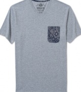 This isn't your ordinary tee, a slight touch of print gives this American Rag v-neck a stylish edge.