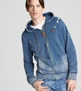 Diesel Sylvesters Distressed Denim Wash Hoodie