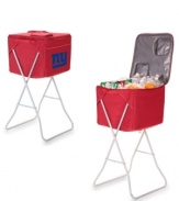 A cold drink is always in reach with Picnic Time. More than a cooler, the NFL Teams Party Cube comes with a removable aluminum stand so you never have to bend and struggle to grab picnic or game day provisions. Unzip the entire lid or one section at a time to keep in the cold.