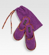 A pair of classic toweling slippers designing in plush cotton with multi-stripe detail and a convenient drawstring pouch. Includes pouch Cotton Machine wash Made in Italy 