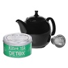 Set comes with a Chantal 30 oz. teapot with stainless steel mesh infuser and one 4.4 oz. tin of premium Detox Tea by Kusmi Tea of Paris.