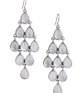 Postmodern chic. Lucky Brand's chandelier earrings are crafted from silver-tone mixed metal with simulated quartz accents in elegant abundance. Approximate drop: 3 inches.