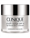 Decelerating Moisturizer for Combination Oily Skin. Leveraging Sirtuin technology, Clinique science uses youth-extending agents to create a daily moisturizer quite like a fountain of youth. Lines and wrinkles seem to evaporate, replaced by plump, vibrant skin alive with collagen and elastin. Skin gains strength over environmental agers. Looks younger, longer. 