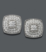 Add key accessories to your wardrobe -- simple studs with a touch of sparkle are both timeless and elegant. Earrings crafted in 14k white gold feature a chic square design decorated with round-cut diamonds (1/2 ct. t.w.). Approximate diameter: 1/2 inch.