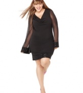 Be a sheer beauty in Ruby Rox's long sleeve plus size dress, decked out by sequins-- it's your time to shine!