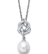 Fresh by Honora takes elegance to a new level with this lovely knot design. Necklace crafted in sterling silver that highlights a cultured freshwater pearl drop (10-10-1/2 mm). Approximate length: 18 inches. Approximate drop: 1 inch.