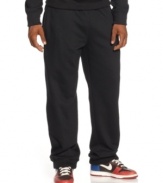 Whether you're lifting or lounging, these Rocawear fleece athletic pants will keep you comfortable.